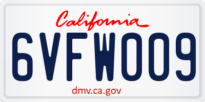 CA license plate 6VFW009