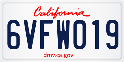 CA license plate 6VFW019