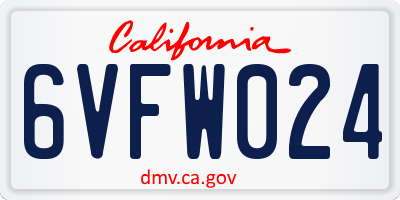 CA license plate 6VFW024