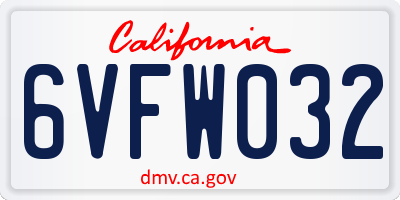 CA license plate 6VFW032