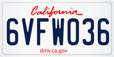 CA license plate 6VFW036