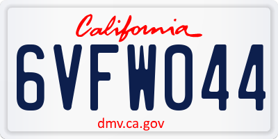 CA license plate 6VFW044