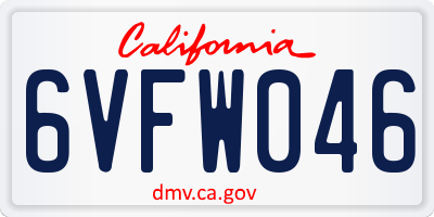 CA license plate 6VFW046