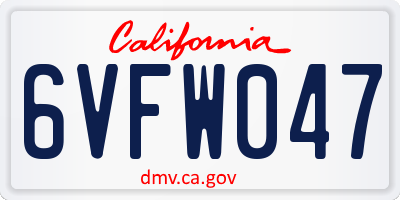 CA license plate 6VFW047