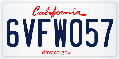 CA license plate 6VFW057