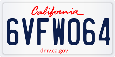 CA license plate 6VFW064