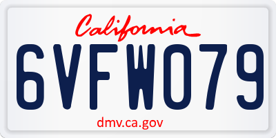 CA license plate 6VFW079