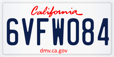 CA license plate 6VFW084