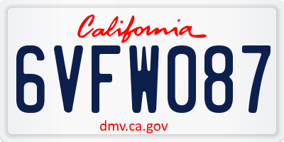 CA license plate 6VFW087