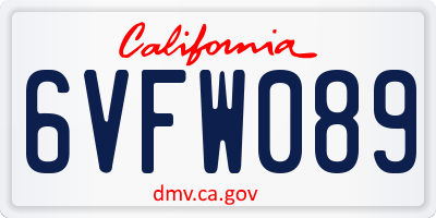 CA license plate 6VFW089