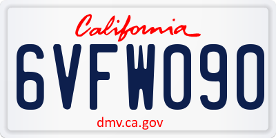 CA license plate 6VFW090