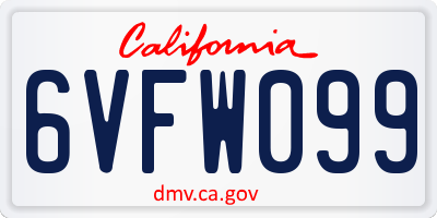 CA license plate 6VFW099