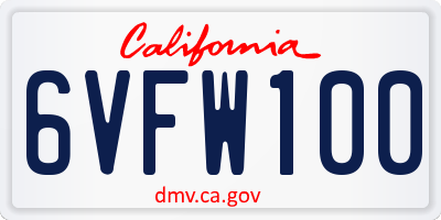 CA license plate 6VFW100