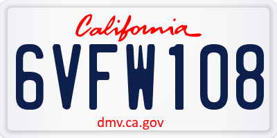 CA license plate 6VFW108