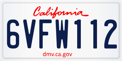 CA license plate 6VFW112