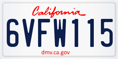 CA license plate 6VFW115