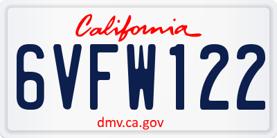 CA license plate 6VFW122
