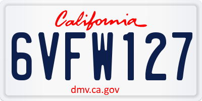 CA license plate 6VFW127