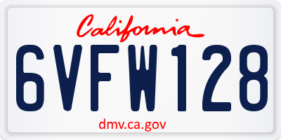 CA license plate 6VFW128