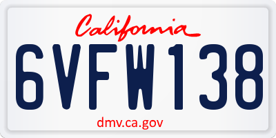 CA license plate 6VFW138