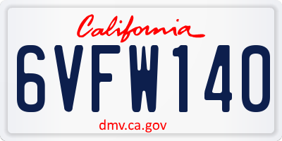 CA license plate 6VFW140
