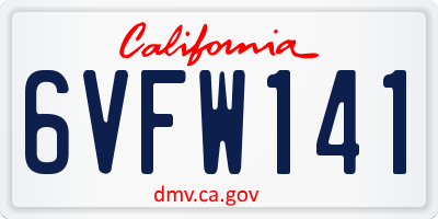 CA license plate 6VFW141