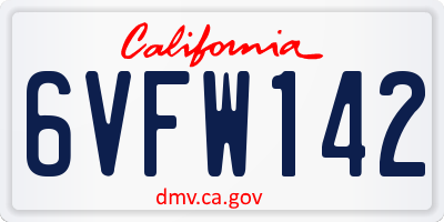 CA license plate 6VFW142