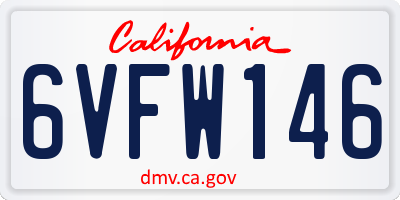 CA license plate 6VFW146