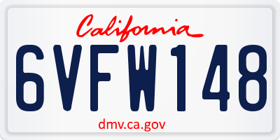 CA license plate 6VFW148