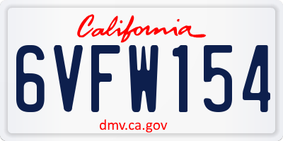 CA license plate 6VFW154