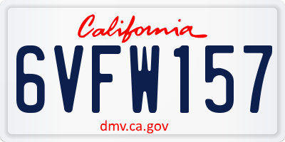 CA license plate 6VFW157