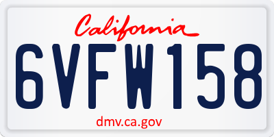 CA license plate 6VFW158