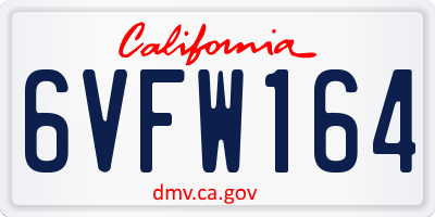CA license plate 6VFW164