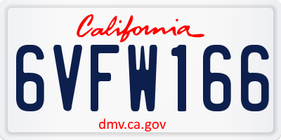 CA license plate 6VFW166