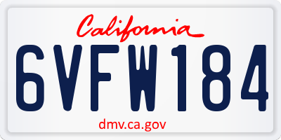 CA license plate 6VFW184