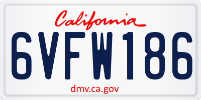 CA license plate 6VFW186