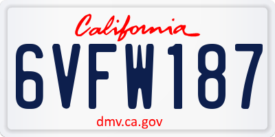 CA license plate 6VFW187