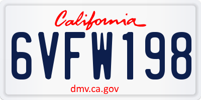 CA license plate 6VFW198
