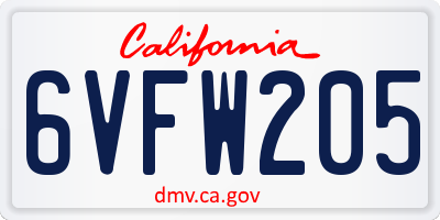 CA license plate 6VFW205