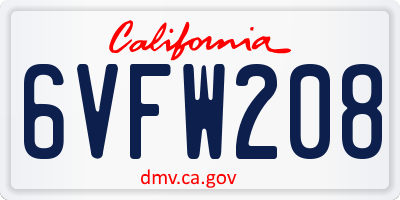 CA license plate 6VFW208