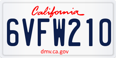 CA license plate 6VFW210