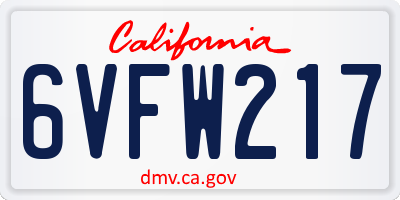 CA license plate 6VFW217