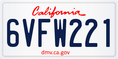 CA license plate 6VFW221