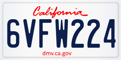 CA license plate 6VFW224