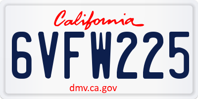 CA license plate 6VFW225