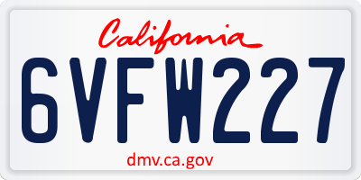 CA license plate 6VFW227