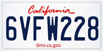 CA license plate 6VFW228