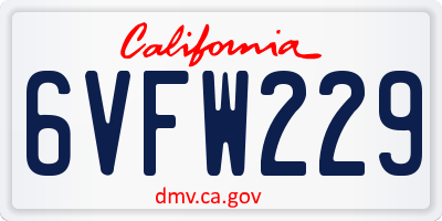 CA license plate 6VFW229