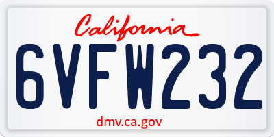 CA license plate 6VFW232