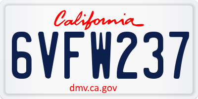 CA license plate 6VFW237